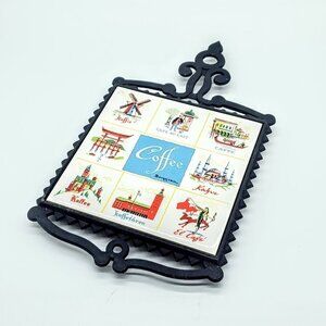 Vintage Berggren Coffee Cast Iron Hanging Tile Trivet